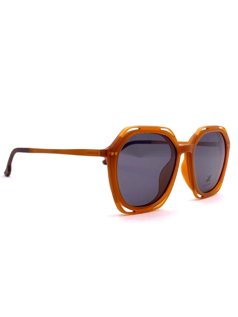 Eyecroxx EC648UD  Frames with Clip-On Sunglasses in Matt Crystal Brown Color